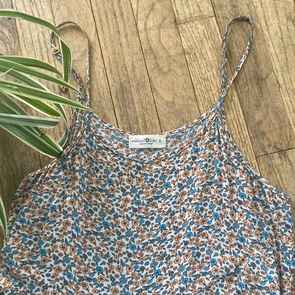NATURAL LIFE..Floral, adjustable spaghetti-strap jumper with pockets! Sz Small - Picture 3 of 9